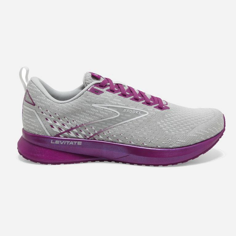 Brooks Levitate 5 Womens Road Running Shoes Ireland Grey/Lavender Purple/Baton Rouge (KQLH-80529)